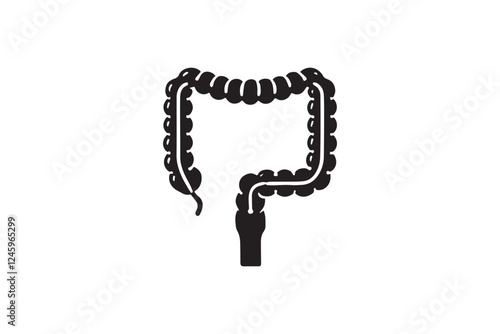 Intestine vector silhouette isolated in white background