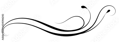 Floral ornament with leaves and abstract wave lines. Graceful element for decor and greeting or invitation card design