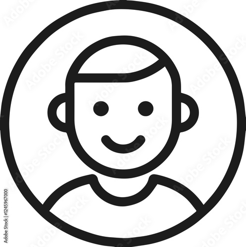 Smiling face icon, simple person portrait