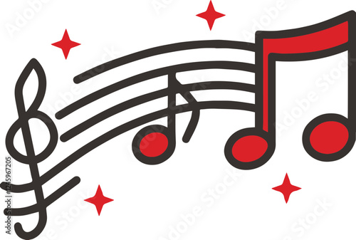 Musical notes and sheet music, music symbol icon
