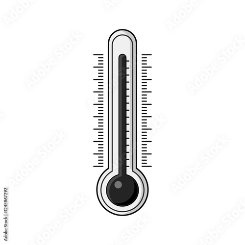 Heat thermometer. Temperature weather thermometers meteorology, temp control thermostat device flat vector icon. Medical thermometers