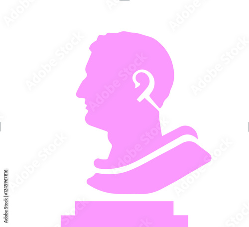 Pink statue silhouette, modern interpretation of human figure sculpture