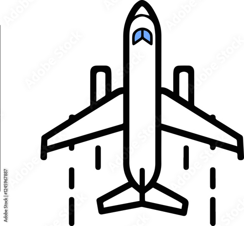 Airplane icon, air travel and transportation symbol