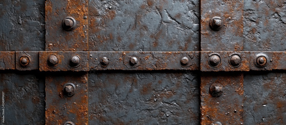Rustic steel structural joints showcasing weathered surfaces and worn bolts, reflecting years of use and exposure to the elements. Rustic steel structural joints showcasing weathered surfaces and worn bolts, reflecting years of use and exposure to the elements.
