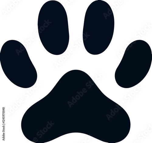 Black dog footprint icon, traces of pets and animals