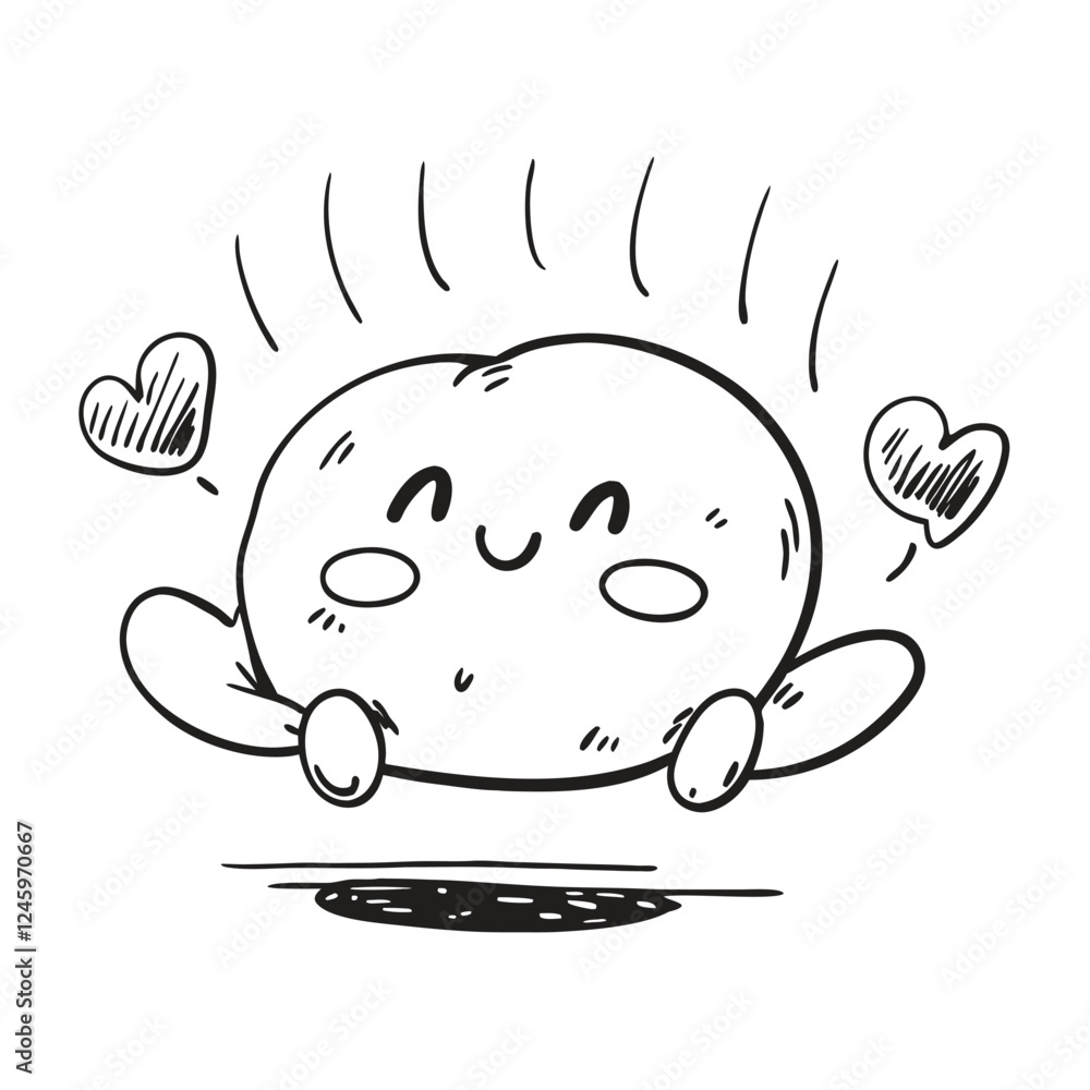 Cute cartoon character, floating and expressing joy. coloring page for kids. KDP Cute cartoon character, floating and expressing joy. coloring page for kids. KDP