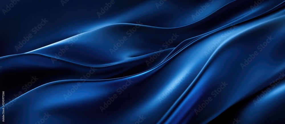 Fototapeta premium Classic Blue Waves Elegant Fabric Texture for Design Concepts and Backgrounds Copy Space with Deep Ocean Hue