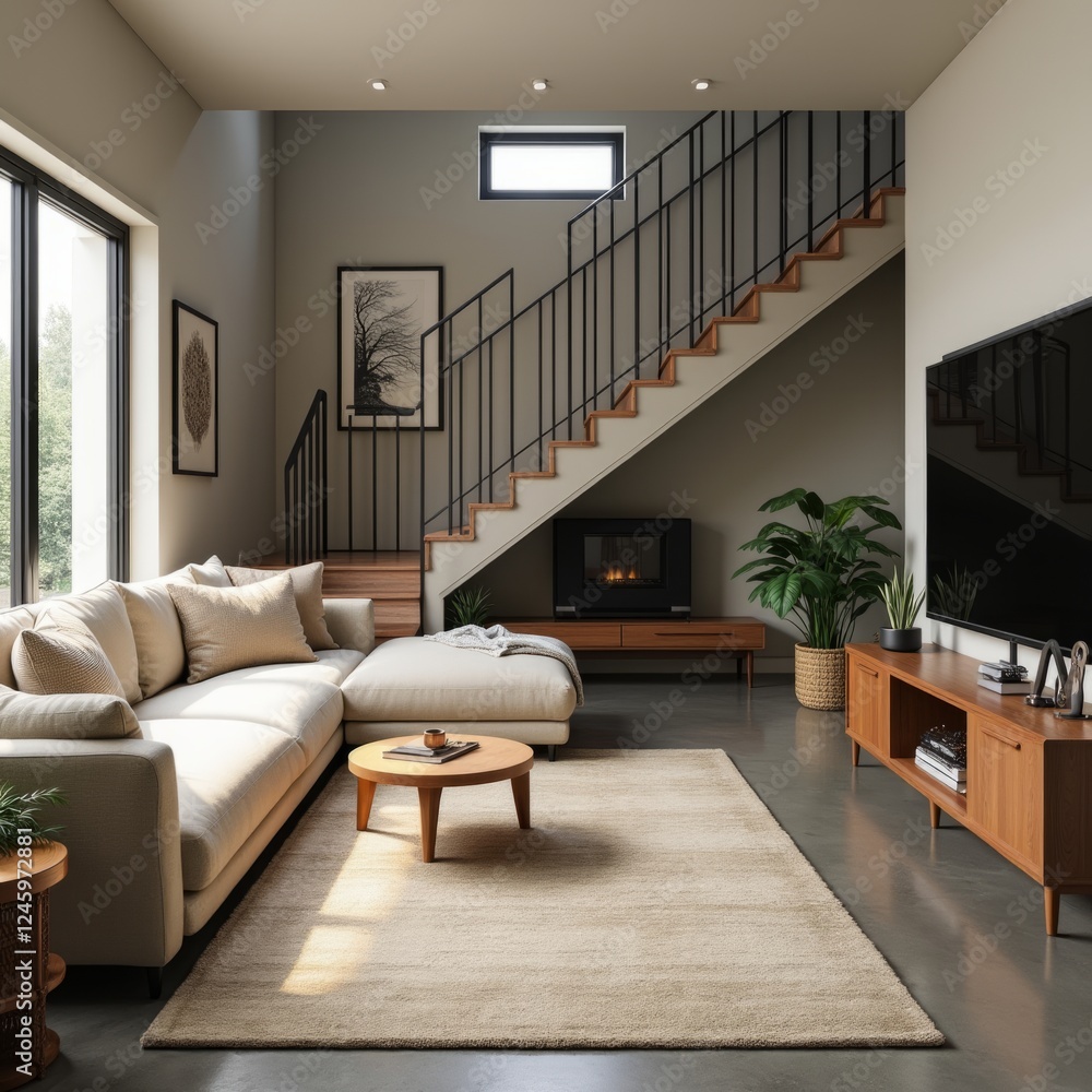 Fototapeta premium Cozy Modern Living Space with Natural Light
