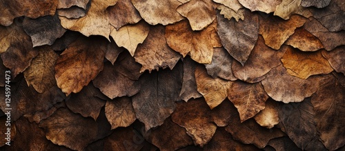 Natural dry leaves texture background for rustic designs and seasonal themes, showcasing earthy tones and organic patterns in a layered arrangement. photo