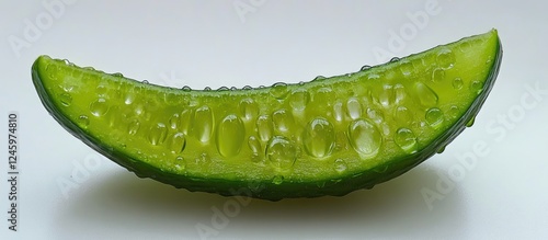 Wallpaper Mural Fresh cucumber slice showcasing vibrant green color and droplets of moisture against a clean background, perfect for culinary or health themes. Torontodigital.ca