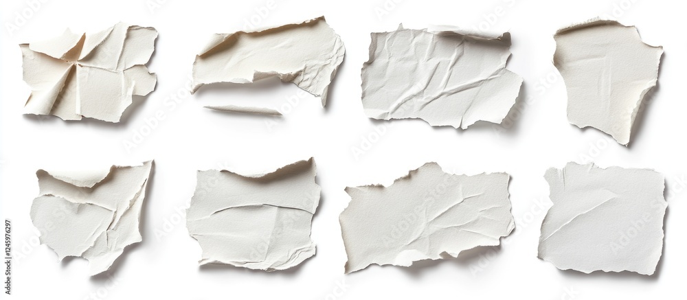 Torn paper collection isolated on white background for creative design and copy space applications