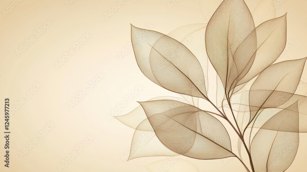 Fototapeta premium Soft elegant leaves in soothing tones for natural backgrounds