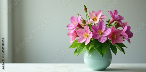 Wallpaper Mural Aquilegia canadensis flowers in a vase with fresh green leaves, leaves, aquilegia canadensis Torontodigital.ca