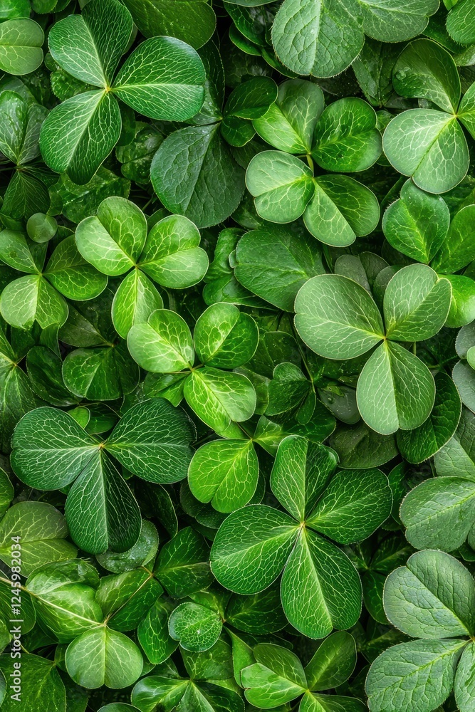 A vibrant green carpet of shamrocks. A vibrant green carpet of shamrocks.