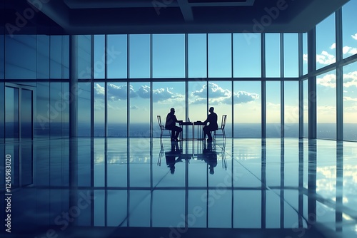 Wallpaper Mural Executives discussing financial forecasts and global trade policies in a modern business office Torontodigital.ca