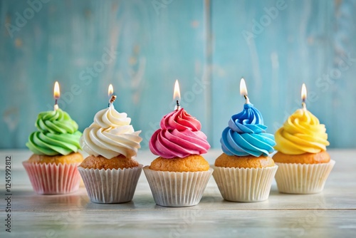 Minimalist Birthday Cupcakes: 550 Candles Lit photo