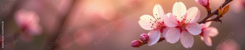 Delicate petals of almond flowers unfold in the gentle breeze, almond, garden Delicate petals of almond flowers unfold in the gentle breeze, almond, garden