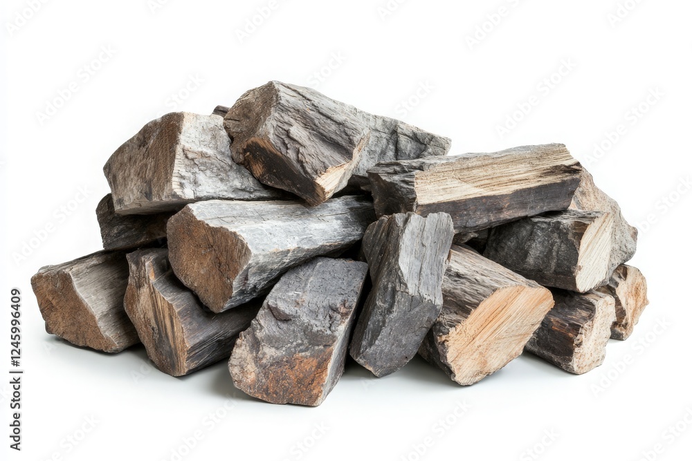 Stack of Firewood Logs on White Background for Heating or Decoration Stack of Firewood Logs on White Background for Heating or Decoration