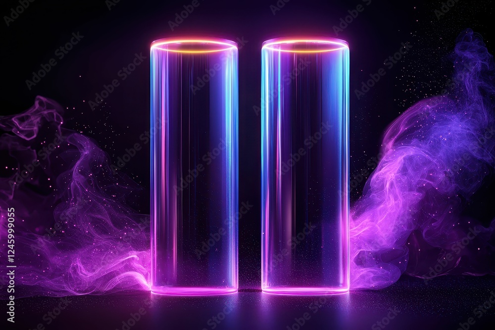 Vibrant neon glasses with colorful smoke. Vibrant neon glasses with colorful smoke.