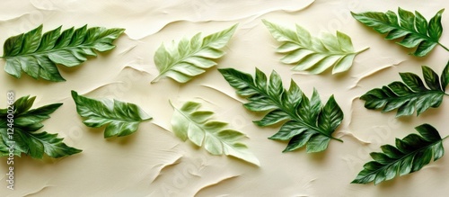 lush green fern leaves arranged artistically on a textured background for decorative purposes and nature inspired design photo