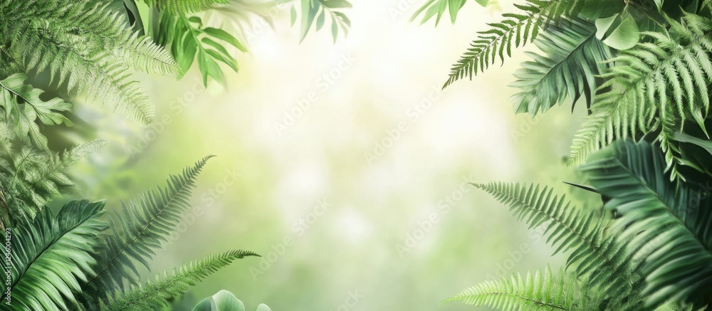 Lush Fern Leaves Creating a Serene Green Natural Background for Relaxation and Tranquility in Design and Decor Lush Fern Leaves Creating a Serene Green Natural Background for Relaxation and Tranquility in Design and Decor