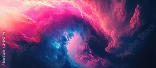 Futuristic digital storm with vibrant colors and data surge creating a dynamic backdrop with ample space for text placement