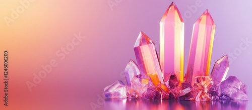 Elegant geometric gradient crystal background with vibrant hues and ample negative space for text or design elements.