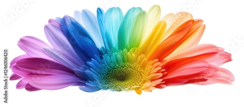 Colorful Gerbera flower with vibrant petals on a white background showcasing a spectrum of hues for floral design and decoration concepts photo