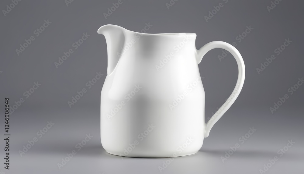 A classic white ceramic pitcher with a smooth finish, ideal for serving beverages, adding elegance to dining settings or home decor A classic white ceramic pitcher with a smooth finish, ideal for serving beverages, adding elegance to dining settings or home decor