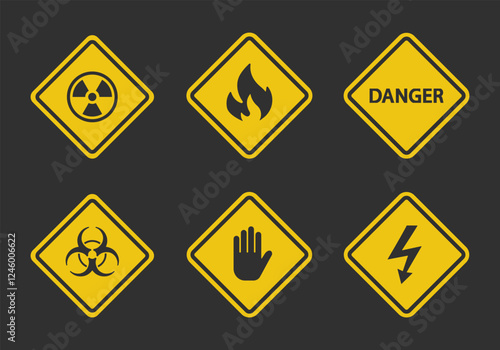 Free Download Warning sign set. Flat vector illustration. - GFXLoad