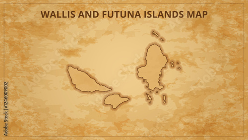 A Vintage Map Depicting the Borders of the Wallis and Futuna Islands. Wallis and Futuna Islands map with federal states in A vintage map based background, Political Wallis and Futuna Islands Map
