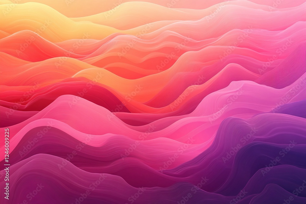 Obraz premium Abstract Gradient Artistic Waves in Pink Orange and Purple with Flowing Layered Design