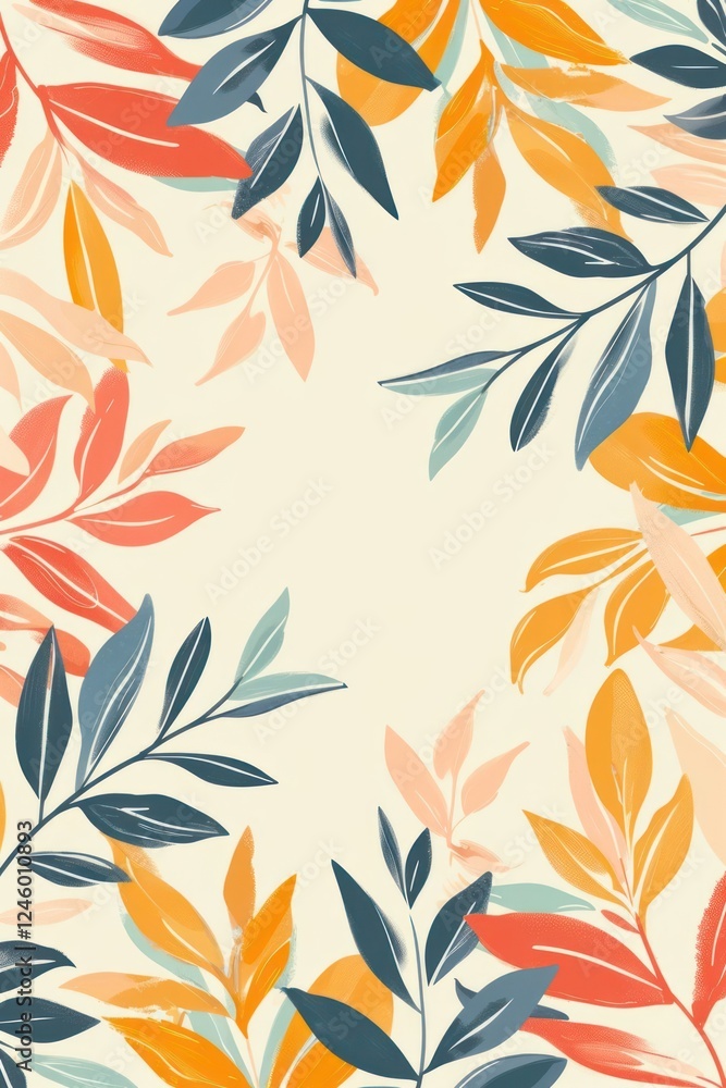 Colorful autumn leaves framing a blank space, ideal for invitations or seasonal designs Colorful autumn leaves framing a blank space, ideal for invitations or seasonal designs