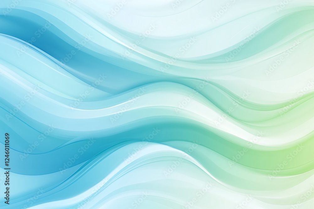 Abstract Blue Green Gradient Waves with Smooth Fluid Lines Representing Calmness and Flow Abstract Blue Green Gradient Waves with Smooth Fluid Lines Representing Calmness and Flow