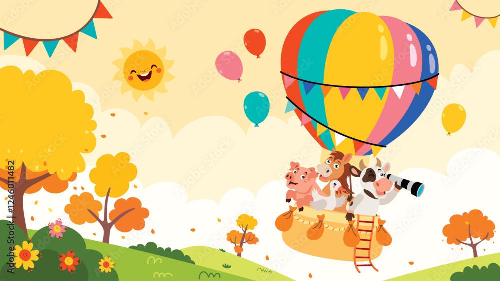 Animals Flying With Air Balloon