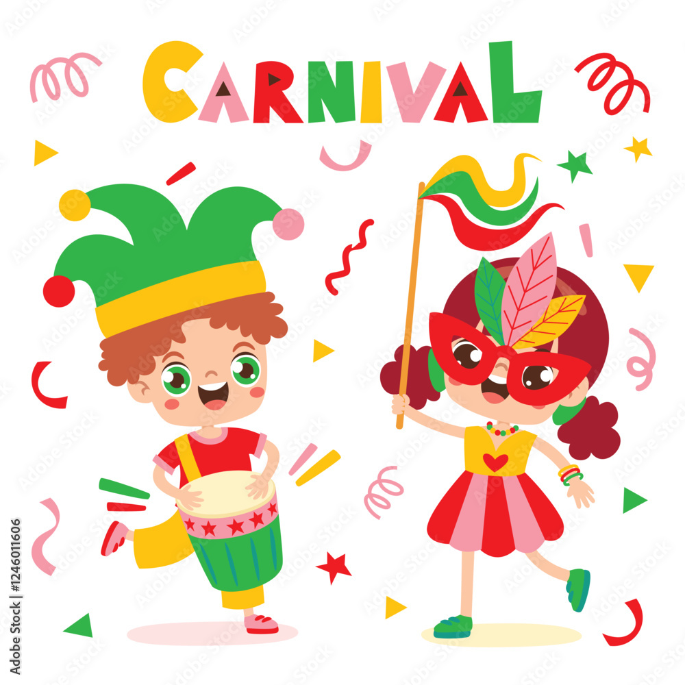 Obraz premium Carnival Drawing With Colorful Elements