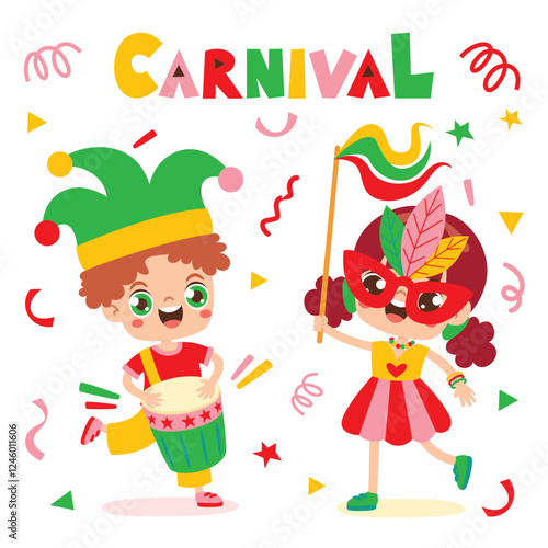 Carnival Drawing With Colorful Elements