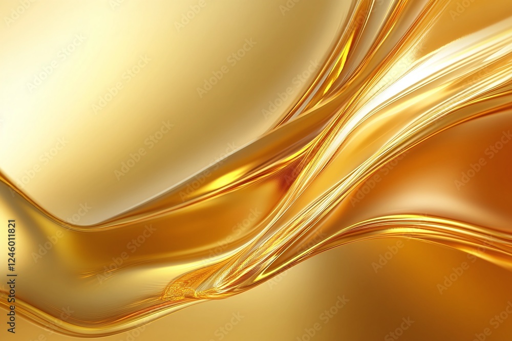 Fototapeta premium Abstract Liquid Gold Texture With Glossy Metallic Waves On Orange Background Dynamic Movement