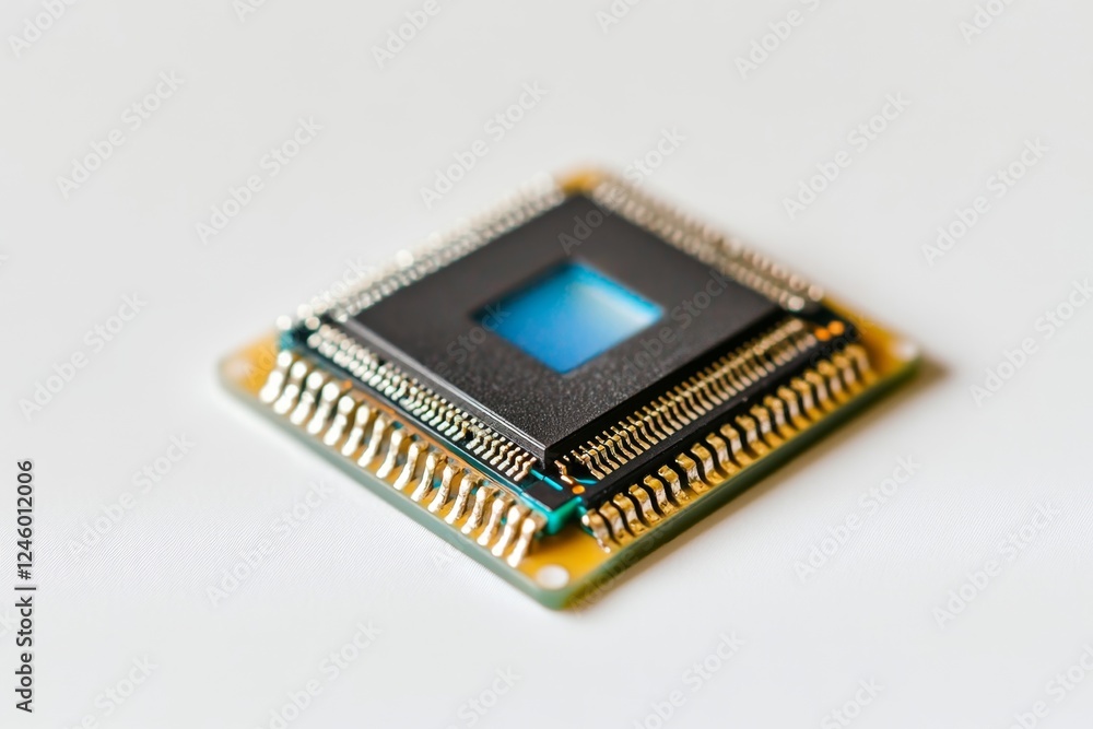 Microchip processor technology detail on white background Microchip processor technology detail on white background