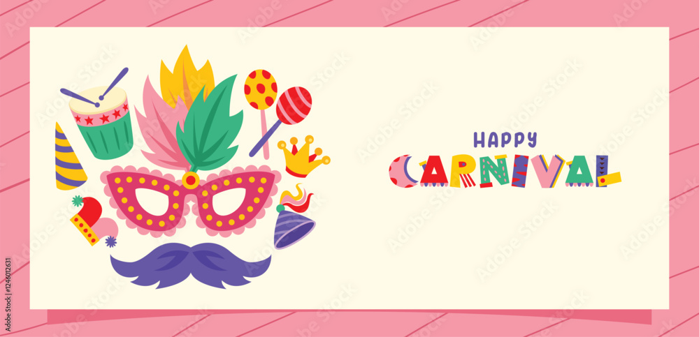 Fototapeta premium Carnival Drawing With Colorful Elements