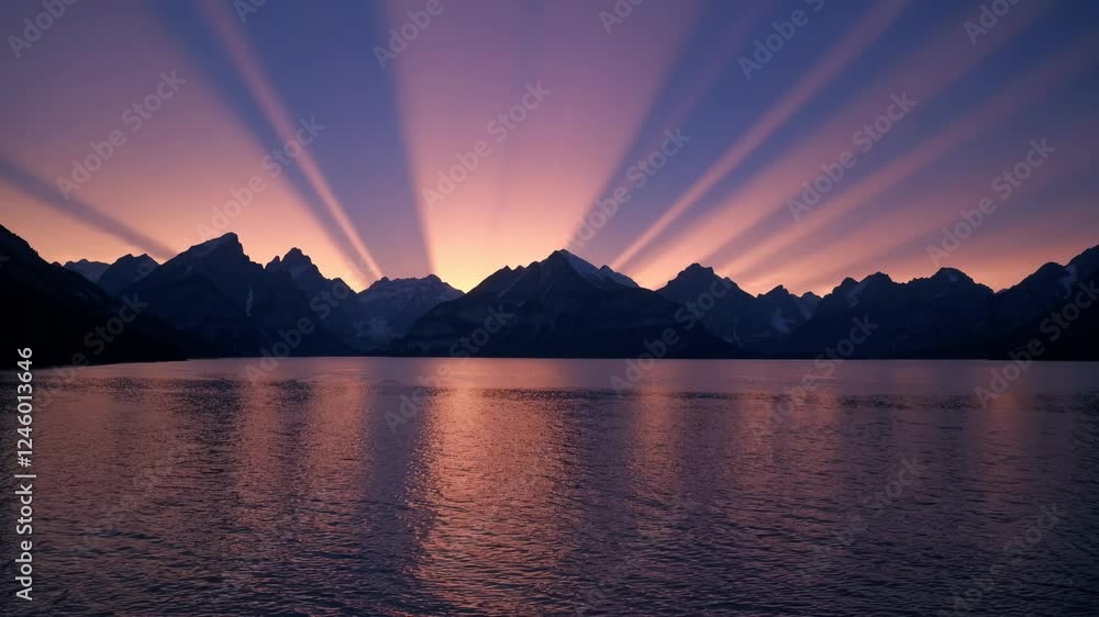 A serene sunset over a mountain landscape with warm golden light reflecting on a calm lake. A serene sunset over a mountain landscape with warm golden light reflecting on a calm lake.