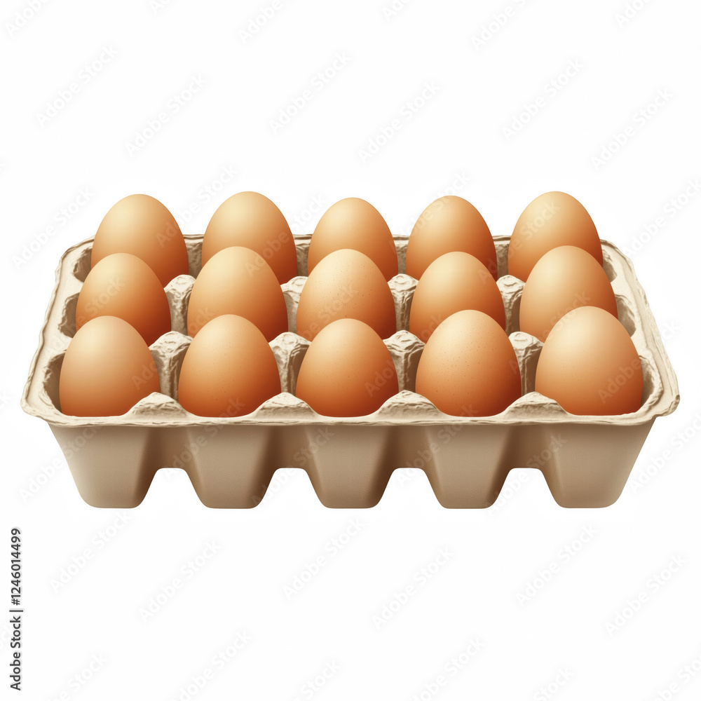 Realistic Carton of Brown Chicken Eggs Arranged in a Tray Isolated on Transparent Background. Generative Ai. Realistic Carton of Brown Chicken Eggs Arranged in a Tray Isolated on Transparent Background. Generative Ai.