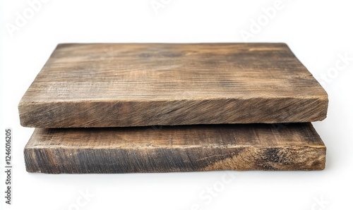 Two Wooden Cutting Boards Stacked on a White Background - Perfect for Kitchen or Culinary Use in Food Preparation and Presentation