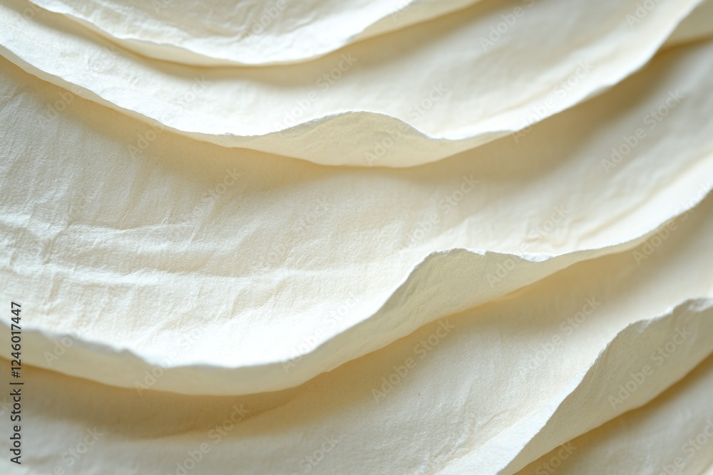 Obraz premium Closeup of Beige Paper Layers with Curved Texture in Soft Light Creating Abstract Design