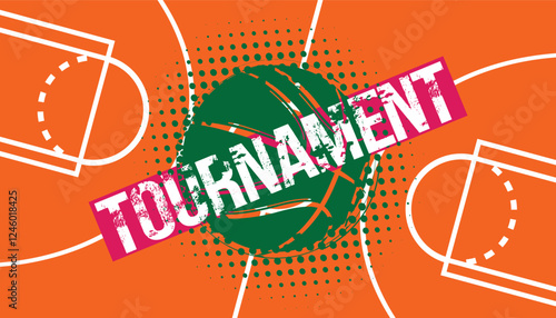 Basketball tournament pop art design- vector illustration.