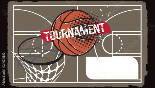 Basketball tournament pop art design- vector illustration.