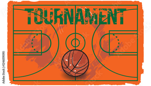 Basketball tournament pop art design- vector illustration.