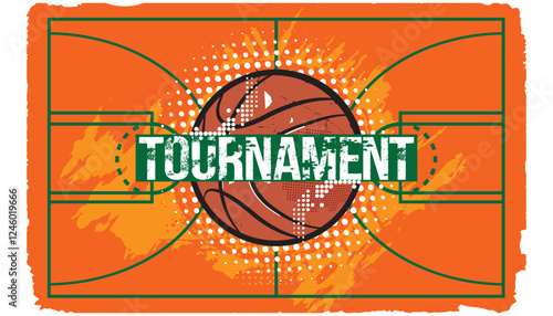Basketball tournament pop art design- vector illustration.
