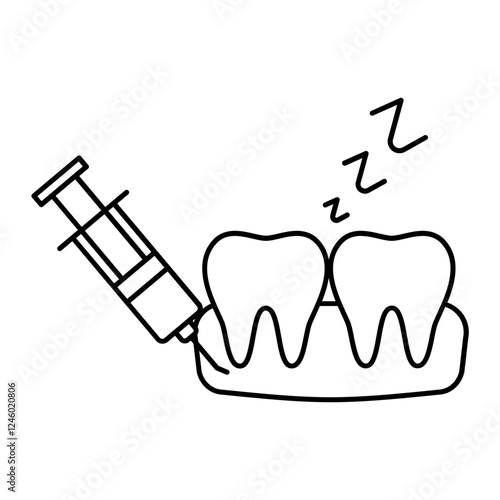 syringe for local anesthesia injection in gum for sedation concept, pain or discomfort before after procedure vector icon design, Dentistry symbol, Healthcare sign Dental instrument illustration