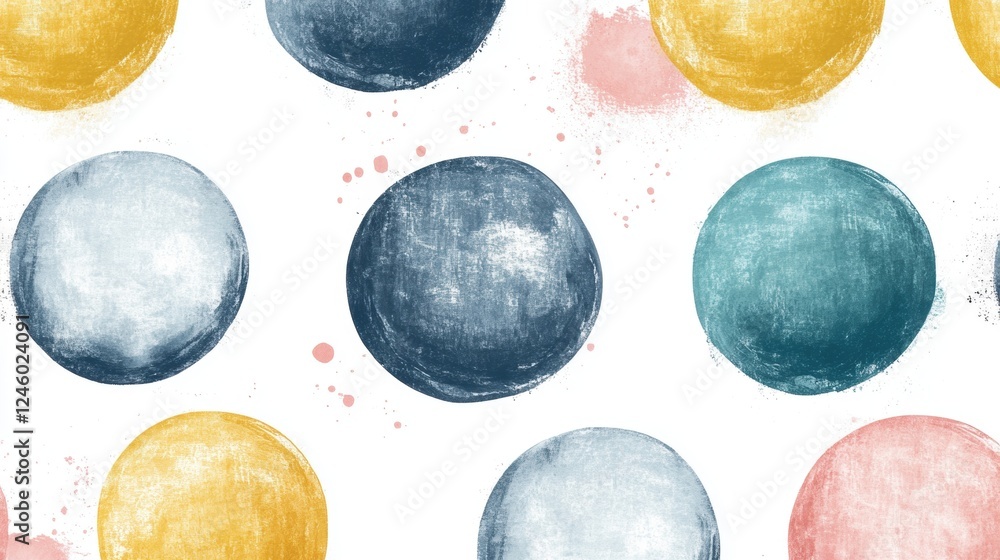 Colorful Abstract Pattern with Circles and Splashes on White Background Colorful Abstract Pattern with Circles and Splashes on White Background